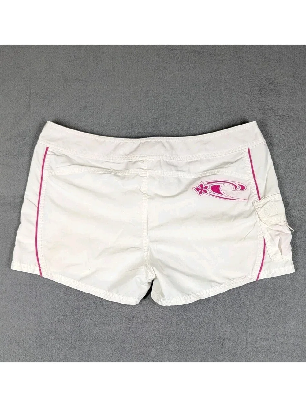 O'Neill Womens 11 White Pink Board Shorts Surf Swim Beach Drawstring Stretch